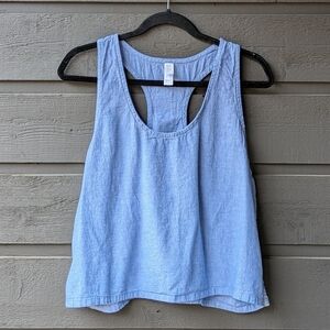 Stars Above Chambray Blue Linen Lightweight Tank Top Size Large